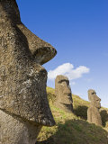 Giant Monolithic Stone Moai Statues at Rano Raraku  Rapa Nui  Chile