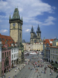 Stare Mesto Square  the Gothic Tyn Church and Town Hall in the City of Prague  Czech Republic