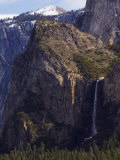 Bridal Veil Falls and Half Dome Peak in Yosemite Valley  Yosemite National Park  California  USA
