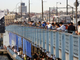 Fishermen Standing on the Galata Bridge  Istanbul  Turkey  Europe
