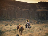 Woman Riding Horse  Odessa  Eastern Washington State  United States of America  North America