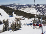 Skiers Being Carried on a Chair Lift to the Back Bowls of Vail Ski Resort  Vail  Colorado  USA