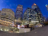 Financial District Office Buildings Illuminated at Dusk  Canary Wharf  Docklands  London  England