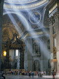 Tourists in the Interior of St Peters Basilica in Rome  Lazio  Italy  Europe