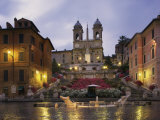 Spanish Steps Illuminated in the Evening  Rome  Lazio  Italy  Europe