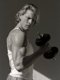 Man Working Out with Hand Wieghts  New York  New York  USA