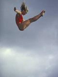 Female Diver Flying Through the Air  California  USA