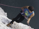 Male Rock Climbing Working with His Ropes  New York  USA