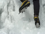 Male Ice Climber  Detail of Boots and Crampons