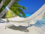 Empty Hammock on Beach  Maldives  Indian Ocean