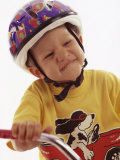 4 Year Old Boy Posing on His Tricycle  New York  New York  USA