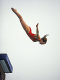Woman Diver Flying Through the Air  California  USA