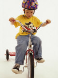 4 Year Old Boy Posing on His Tricycle  New York  New York  USA