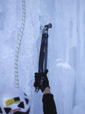 Man Ice Climbing  Detail of Equipment
