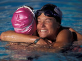 Woman Celebrating Her Victory in Swimming Race