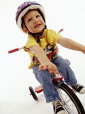 4 Year Old Boy Posing on His Tricycle  New York  New York  USA