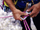 Climber Adjusting Carribiner and Rope  New Paltz  New York  USA