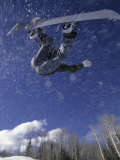 Male Snowboarder Flying Throught the Air  Aspen  Colorado  USA