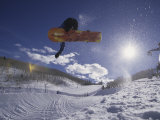Snoweboarder in Action on the Vert  Aspen  Colorado  USA