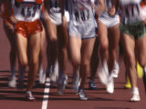 Blurred Action of Women Runners During a Track Race