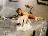 Wall Climber Reaches for a Grip  Colorado  USA