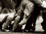 Detail of Feet of a Group of Rugby Players in a Scrum  Paris  France