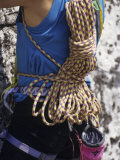Rock Climbing Equipment on a Climber's Back