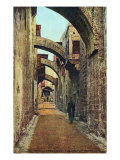 The Stations of the Cross / Via Dolorosa in the old city of Jerusalem where Christian pilgrims walk