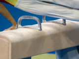 Detail of Male Gymnast Competing on the Pommel Horse  Athens  Greece