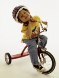 4 Year Old Boy Posing on His Tricycle  New York  New York  USA