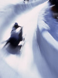 Blurred Action of Bobsled  Park City   Utah  USA