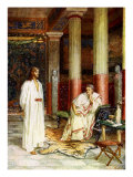 Jesus stands before Pilate and is questioned