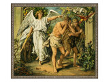 Adam and Eve cast out of Paradise after eating from the Tree of knowledge in the Garden of Eden