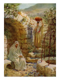 Jesus asks a Samaritan woman for water at Jacob's well in the city of Sychar