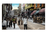 New York City - Pell Street in Chinatown with men standing in the street