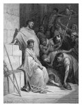 Jesus is mocked by Roman Soldiers before the crucifixion  Matthew xxvii 27-31