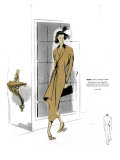 French fashion  woollen hazelnut coat dress design for the late 1940s