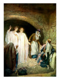 Jesus' tomb is found empty  and two angels explain that Jesus is risen
