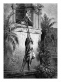 David  fleeing from king Saul's jealous anger  escapes from a window