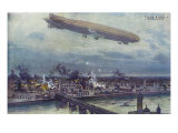 World War I - bombardment of Warsaw by the airship Schutte-Lanz (very similar to the Zeppelin)