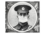 Man wearing a cotton wool pad respirator during World War I  April 1915