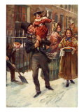 Charles Dickens's 'A Christmas Carol' : portrait of Bob Cratchit and Tiny Tim