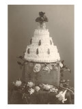 Black and White Photo of Wedding Cake
