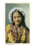 Hawaiian Girl with Leis