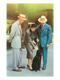 Two Men  Woman with Poodle  Fifties