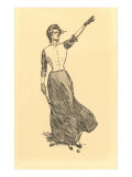 Lady on Windy Golf Course