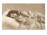 Girl in Bed with Cat
