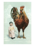 Baby with Giant Rooster