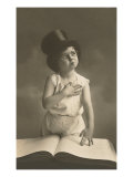 Little Boy in Top Hat With Hand over Heart