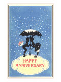 Happy Anniversary  Couple under Umbrella